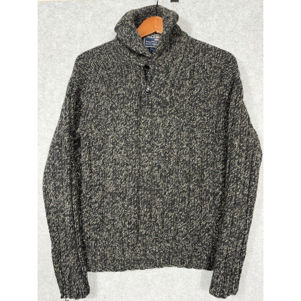 Polo Sport Ralph Lauren Sweater Mens XS Lambswool Silk Hand Knit Shawl Collar
